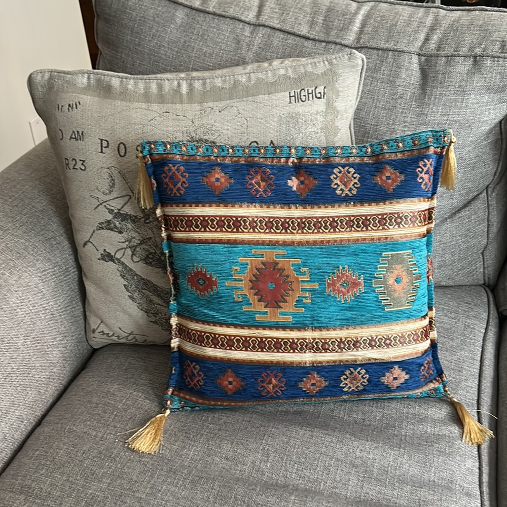 Turkish Boho Tassel Pillow Cover 16x16